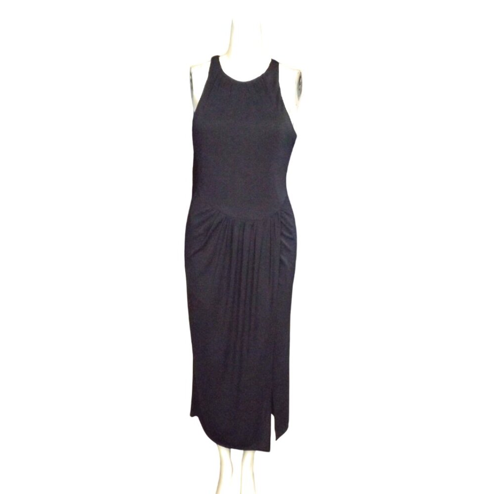 CINQ A SEPT Dress, 8, Blue Sheath, Pleated waist, Tank upper, Tall Vent, Midi - Picture 9 of 14